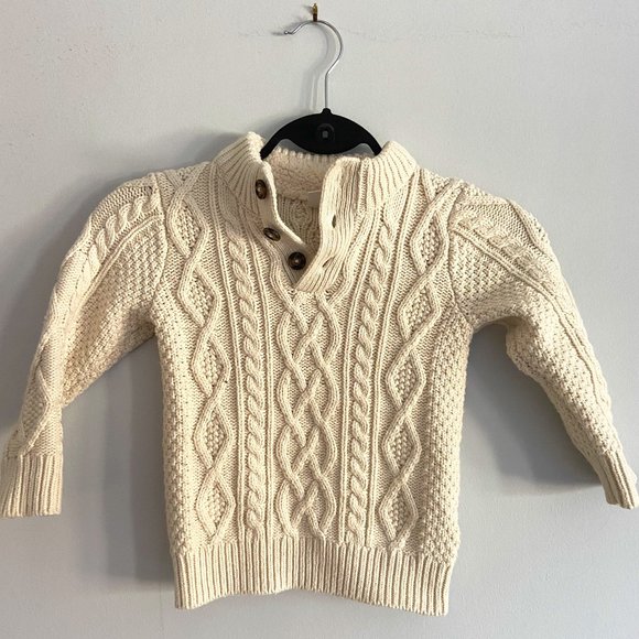 Beautiful cable knit boys sweater with button down collar. 3 Years old. - Picture 1 of 3